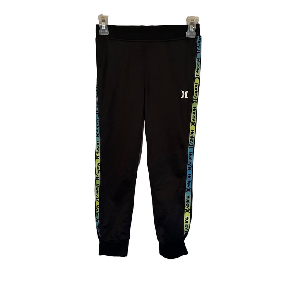 Hurley black blue green yellow althetic leggings size 8